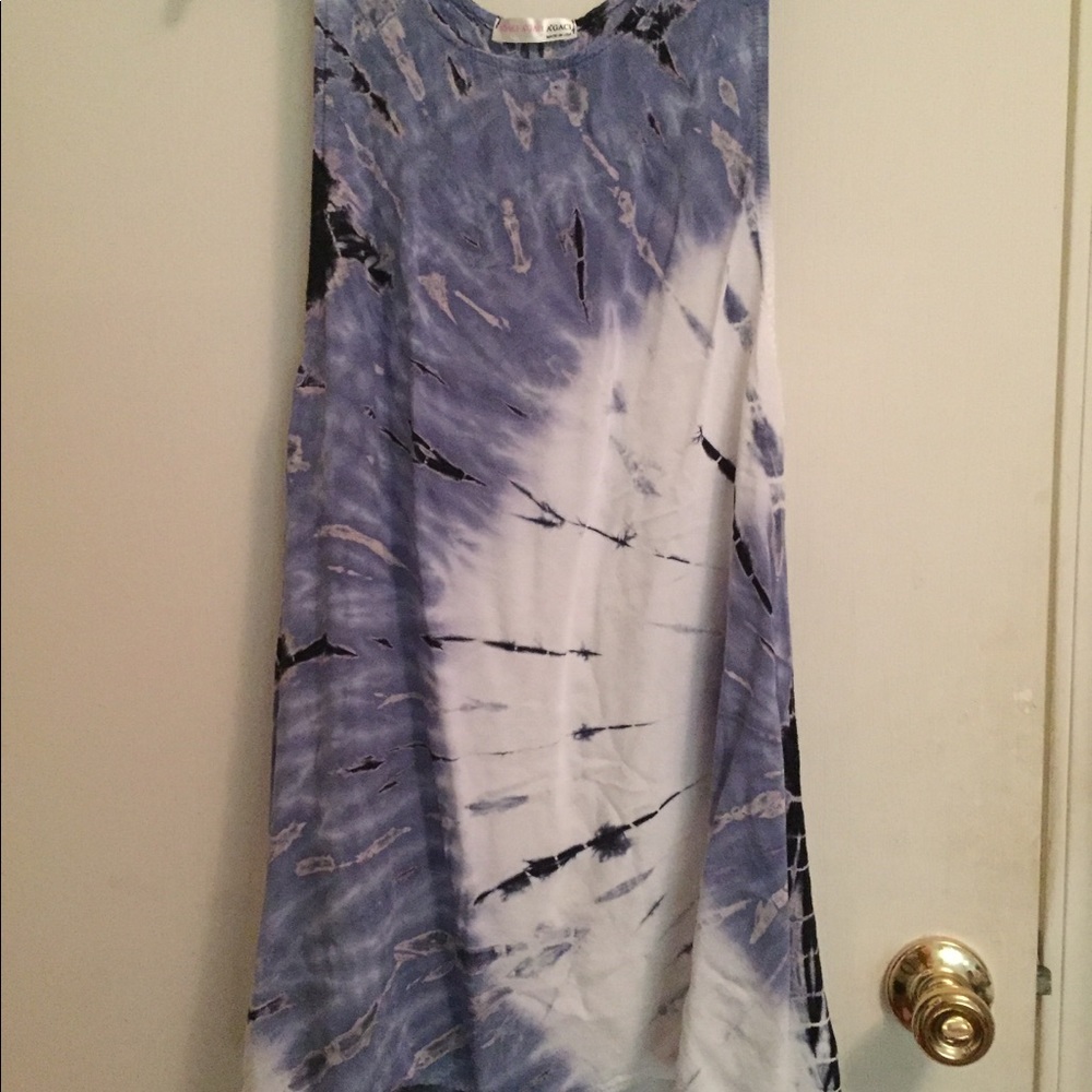 Tie dye style light and dark blue color  sun dress